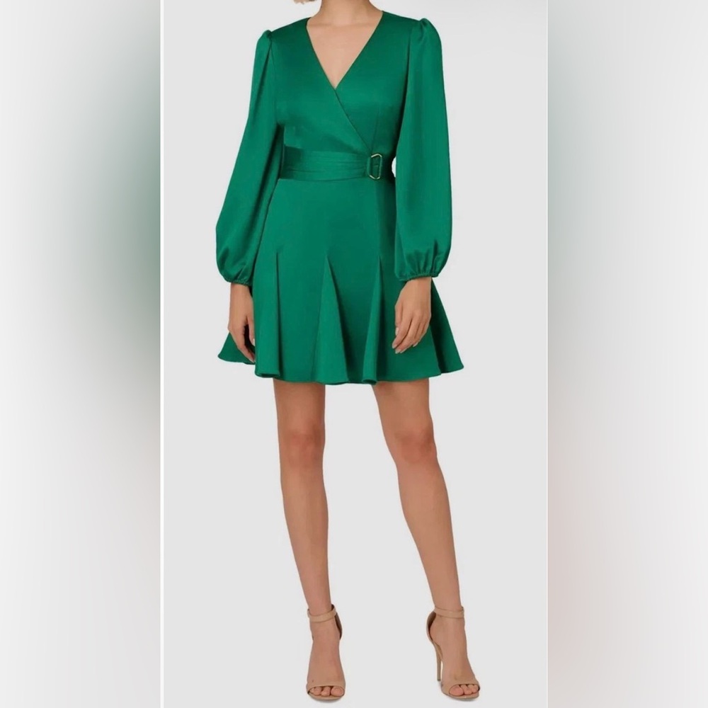 Adrianna Papell Godet Faux Wrap Short Dress Size 12